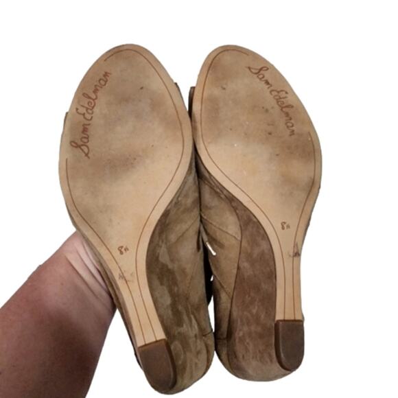 SAM EDELMAN Womens Oatmeal Beige Santina Wedge Heeled Gladiator Sandal 8 M - Picture 9 of 14